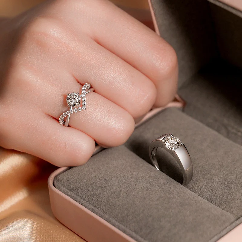 1.0ct Moissanite Wedding Ring Set for Couples – Elegant & Timeless Bridal Jewelry - Image 4