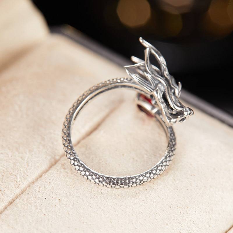 Auspicious Dragon Ring - Garnet or Topaz - Image 3