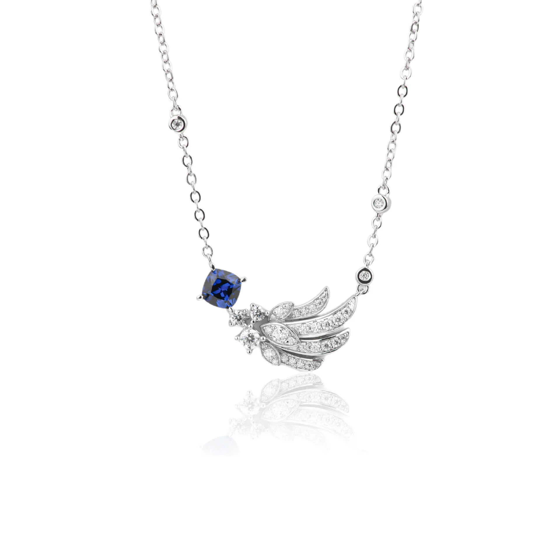 Lab Grown Gemstone Exquisite Wing Feathers Necklace - Image 3